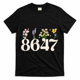 Vintage 86 47 Anti-Trump Flower President T-Shirt - Black