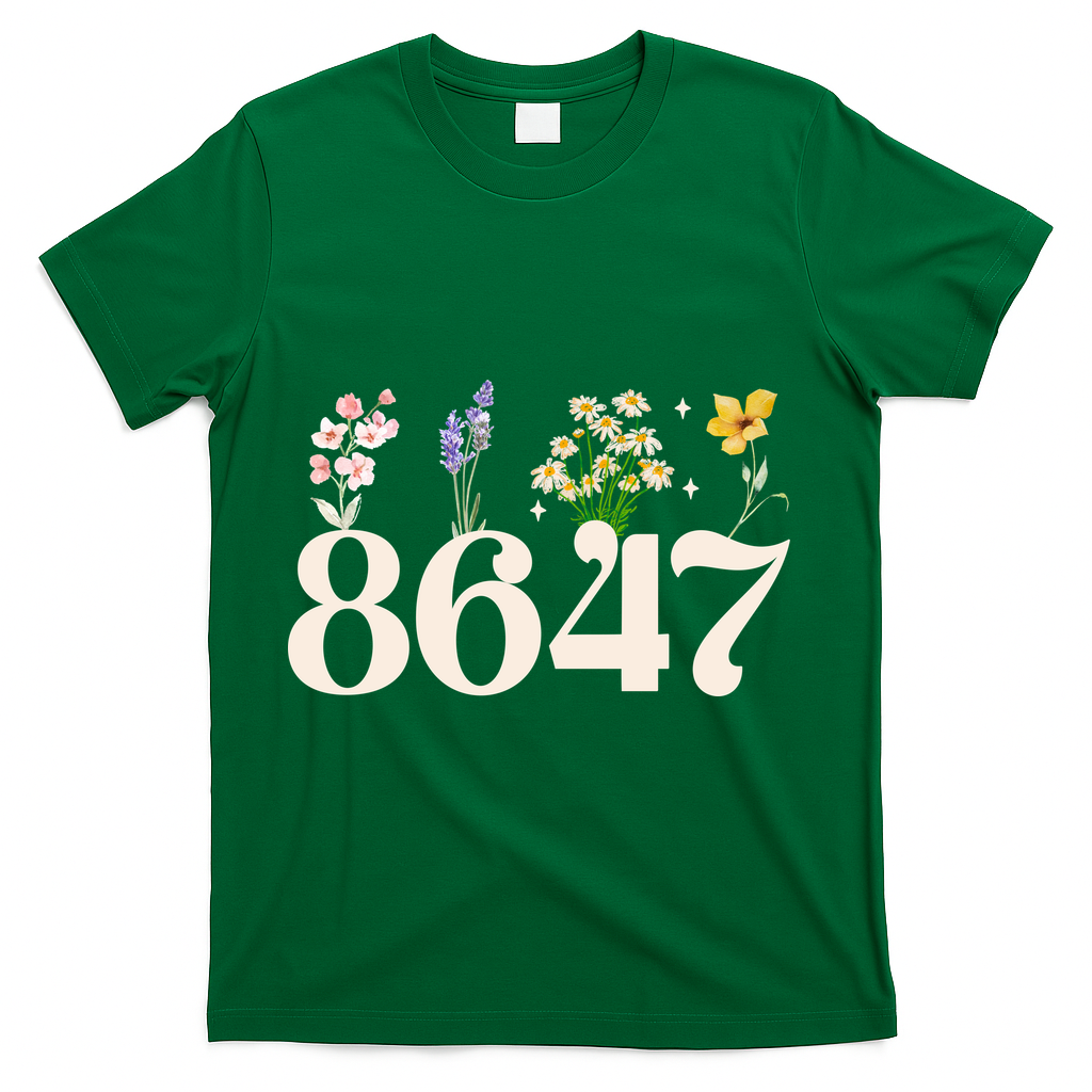 Vintage 86 47 Anti-Trump Flower President T-Shirt - Green