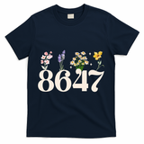 Vintage 86 47 Anti-Trump Flower President T-Shirt - Navy