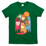 Vintage Abstract Boho Cat Pattern T-Shirt