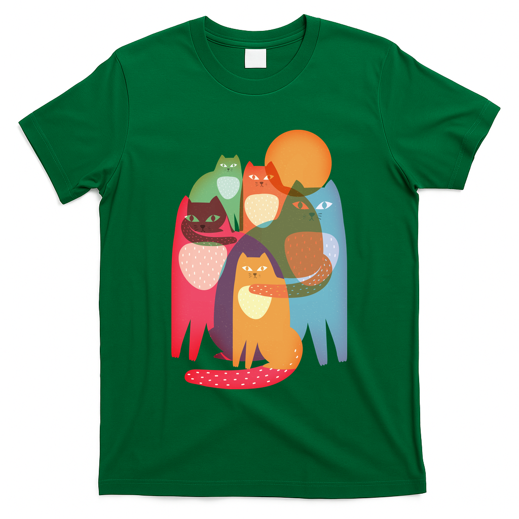 Vintage Abstract Boho Cat Pattern T-Shirt