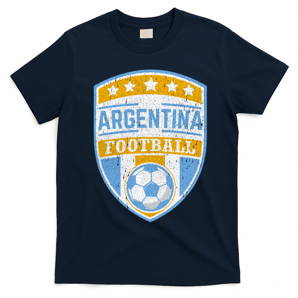 Vintage Argentina Football Soccer T-Shirt - Navy Blue