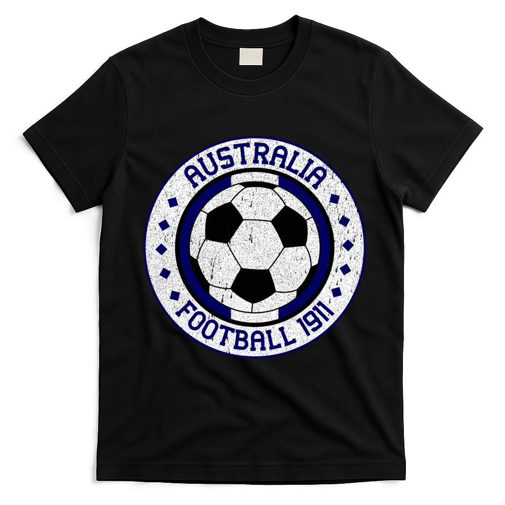 Vintage Australia Football 1911 Soccer Apparel T-Shirt - Black