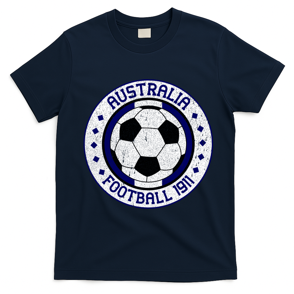 Vintage Australia Football 1911 Soccer Apparel T-Shirt - Navy Blue