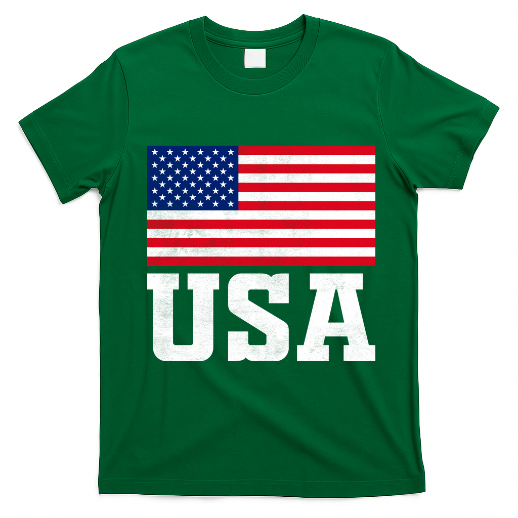 Vintage American Flag Graphic Patriotic Celebrations T-Shirt - Irish Green