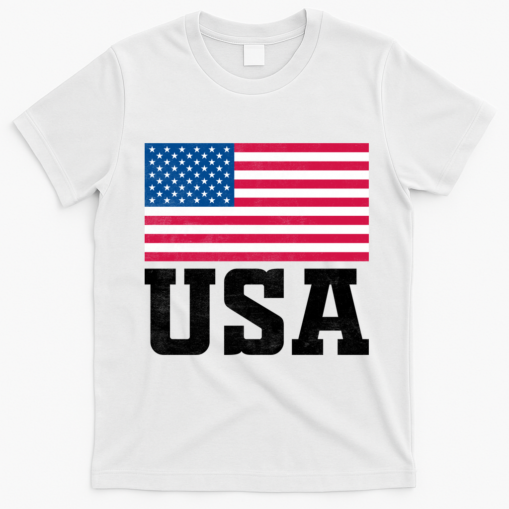 Vintage American Flag Graphic Patriotic Celebrations T-Shirt - White