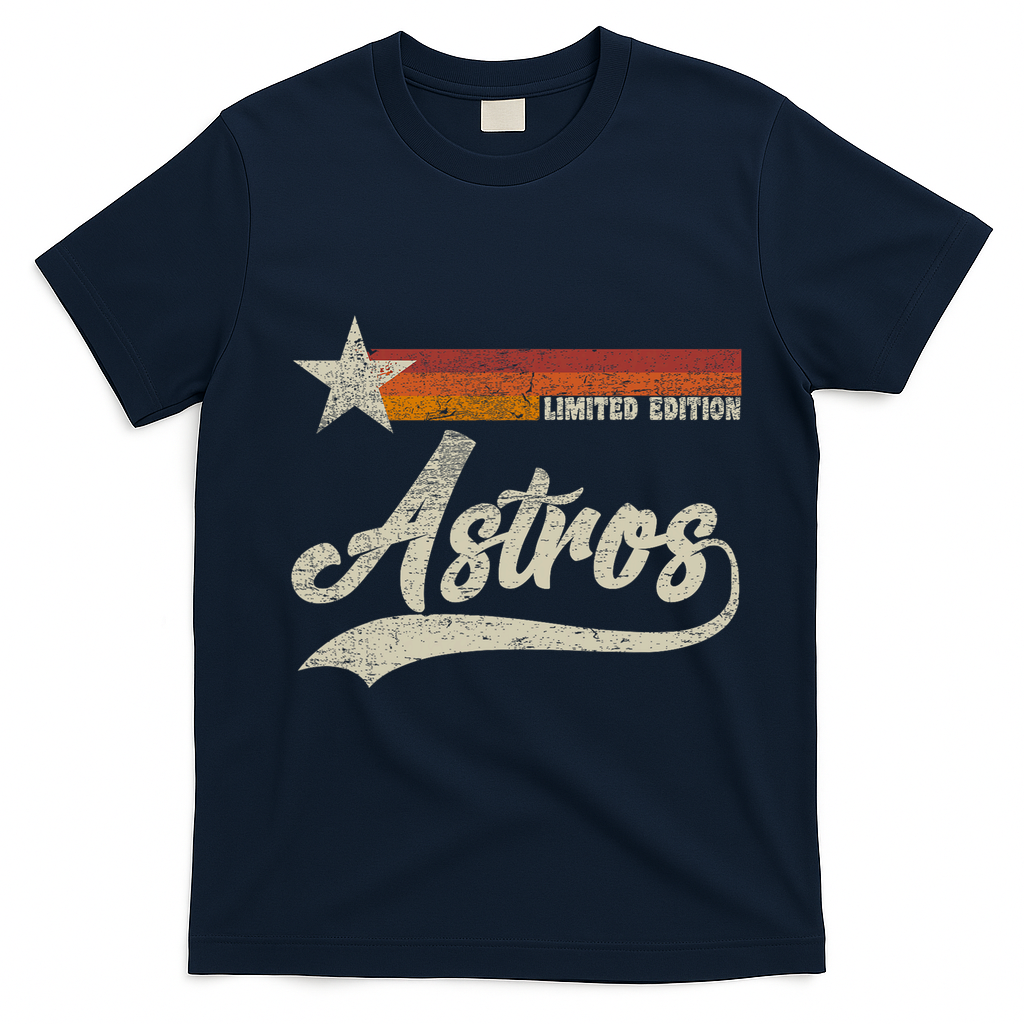 Vintage Astros Retro Style Limited Edition Star T-Shirt - Navy Blue