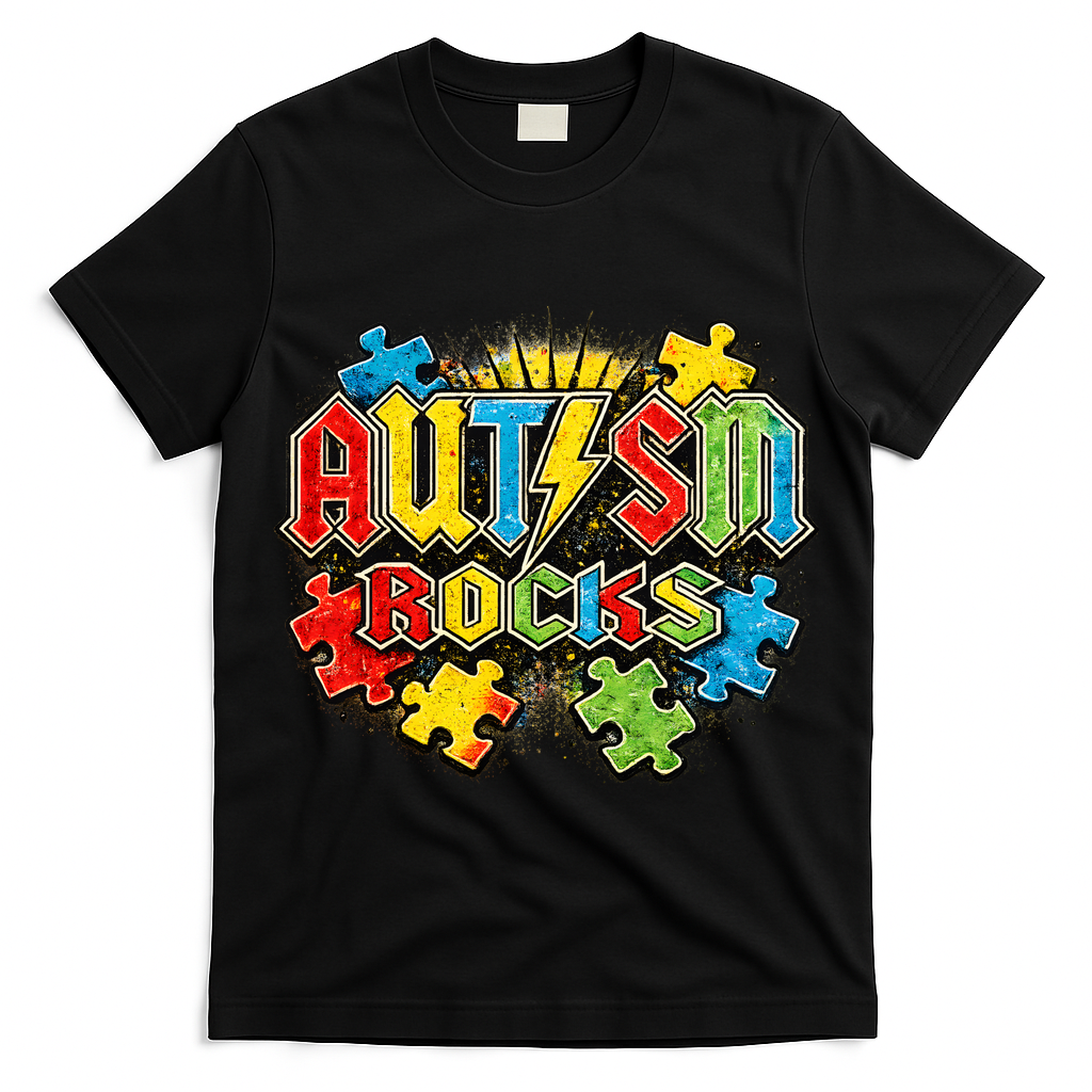 Vintage Autism Rocks Puzzle Pieces T-Shirt