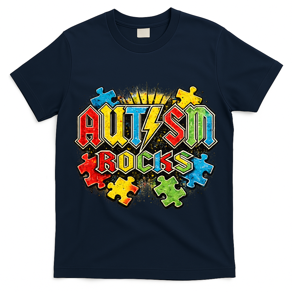Vintage Autism Rocks Puzzle Pieces T-Shirt