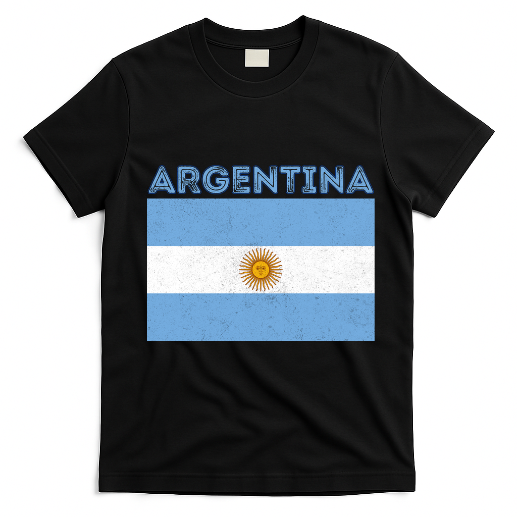 Vintage Argentina Sun Flag T-Shirt - Black