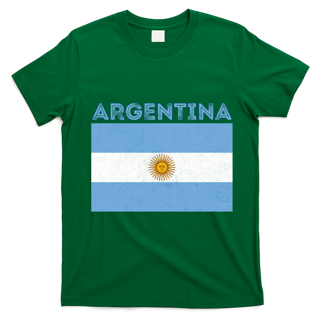 Vintage Argentina Sun Flag T-Shirt - Irish Green