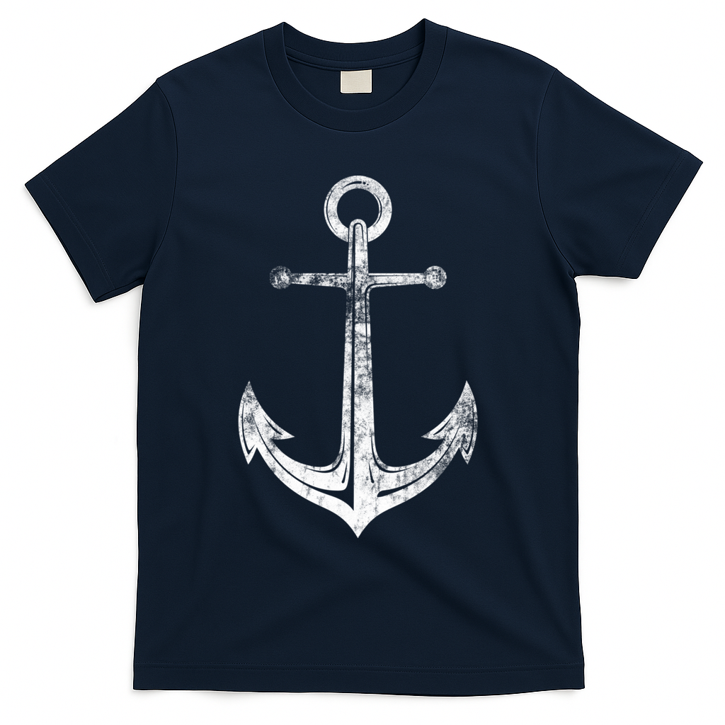 Vintage Anchor Summer Sailing Design T-Shirt - Navy