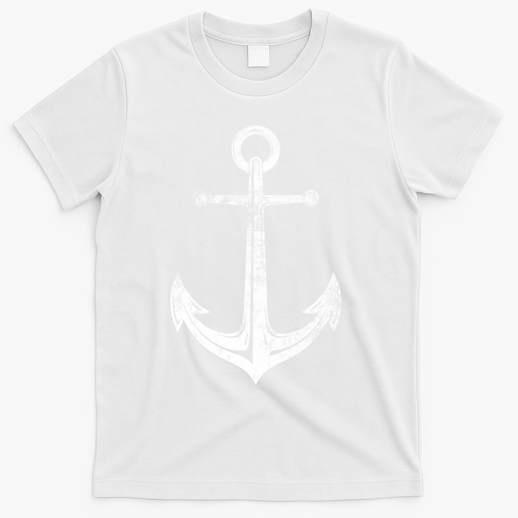 Vintage Anchor Summer Sailing Design T-Shirt - White