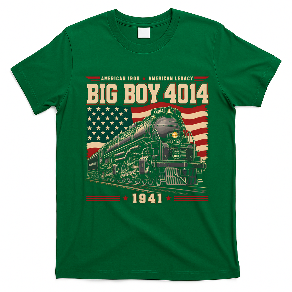 Vintage Big Boy 4014 Steam Locomotive American Pride T-Shirt - Irish Green