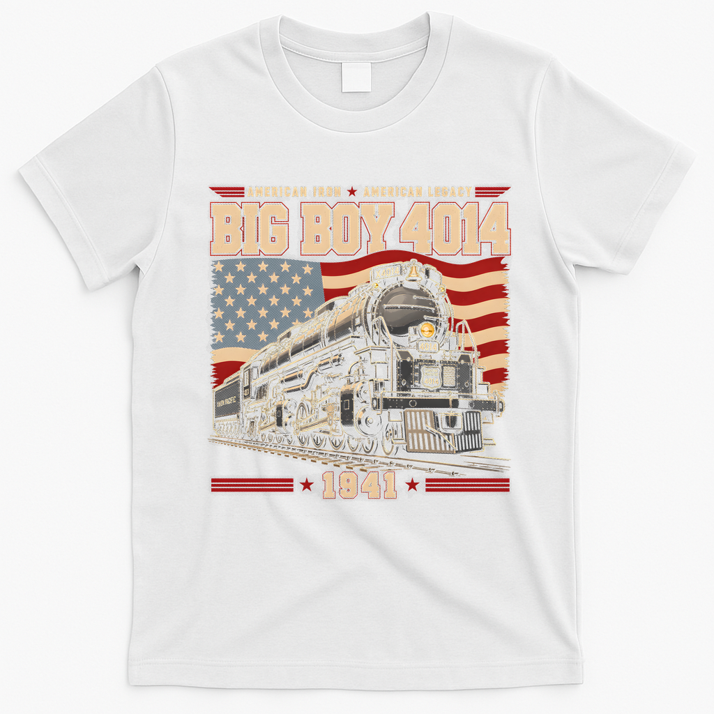 Vintage Big Boy 4014 Steam Locomotive American Pride T-Shirt - White