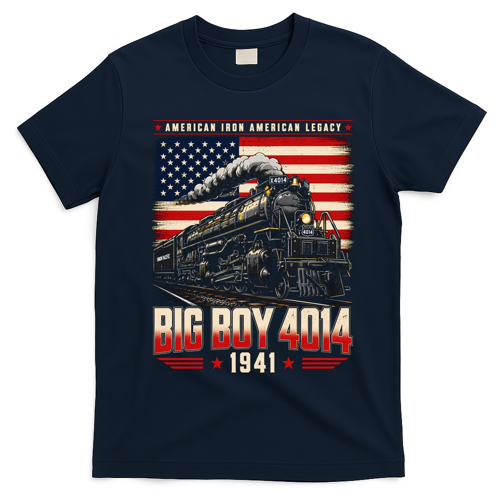 Vintage Big Boy 4014 American Steam Locomotive 1941 T-Shirt - Navy Blue