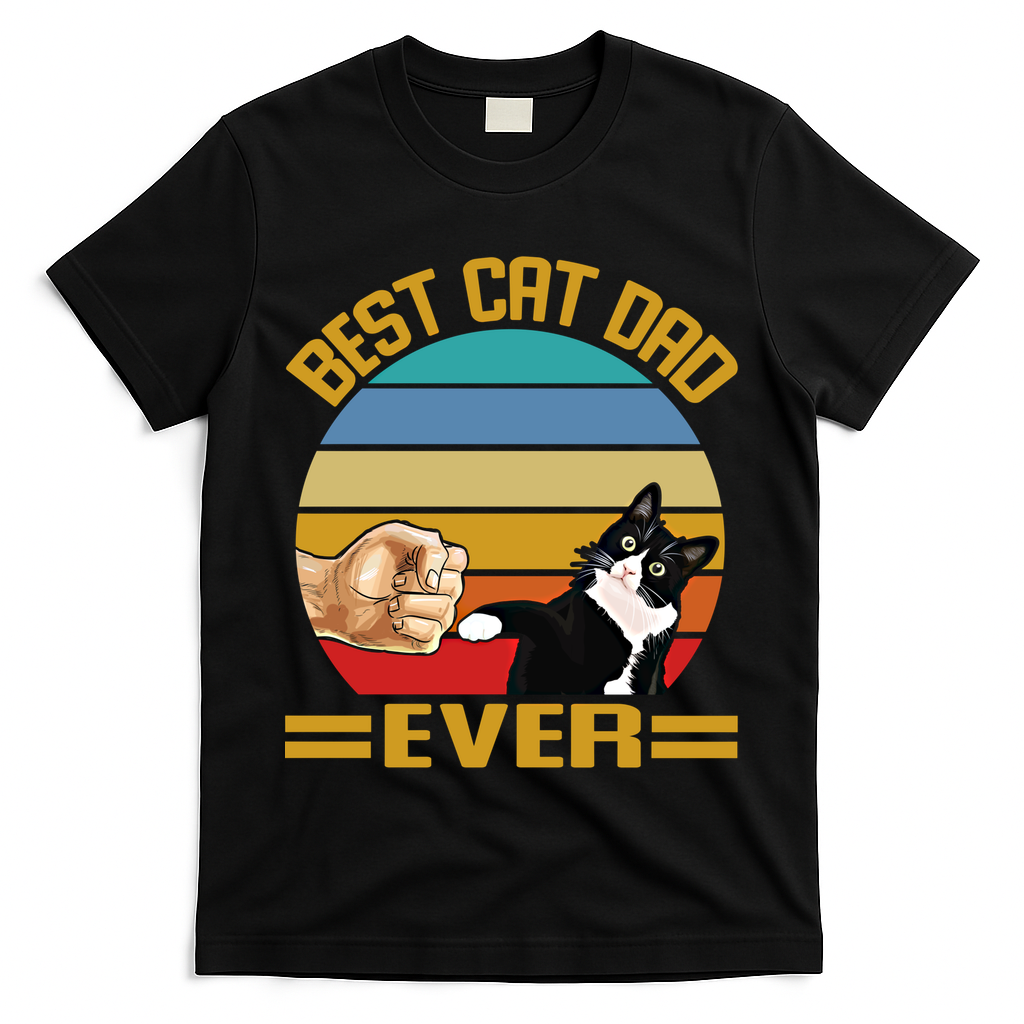 Vintage Best Cat Dad Ever Funny Saying Cats Dad Gift T-Shirt