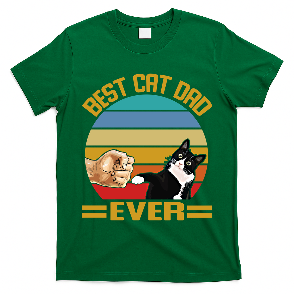 Vintage Best Cat Dad Ever Funny Saying Cats Dad Gift T-Shirt