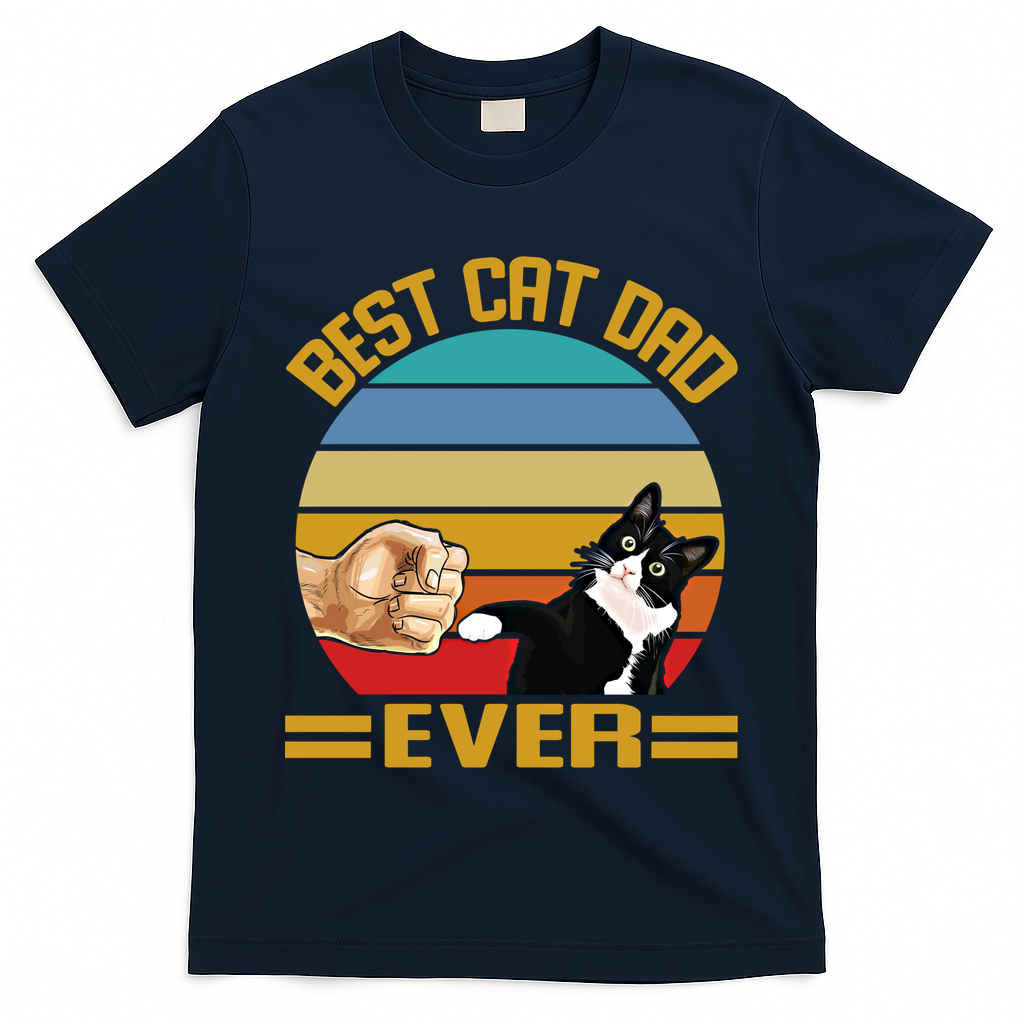 Vintage Best Cat Dad Ever Funny Saying Cats Dad Gift T-Shirt