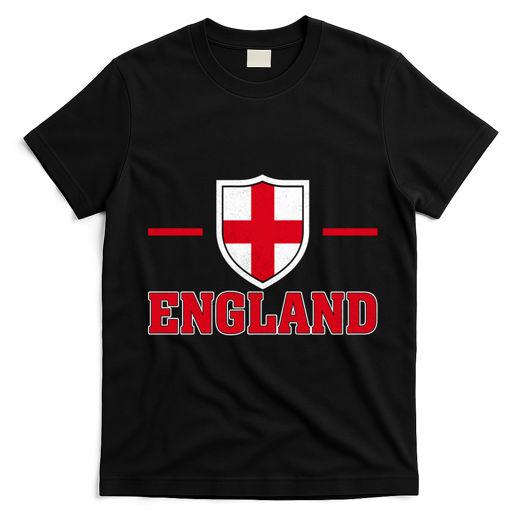 Vintage Bold England Shield Proud Brits T-Shirt - Black