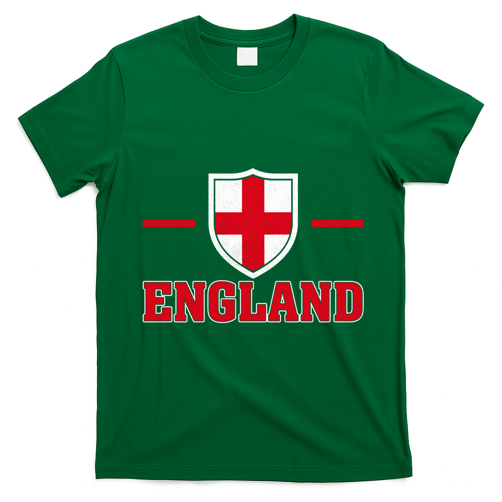 Vintage Bold England Shield Proud Brits T-Shirt - Irish Green