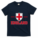 Vintage Bold England Shield Proud Brits T-Shirt - Navy Blue