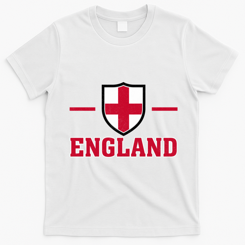 Vintage Bold England Shield Proud Brits T-Shirt - White