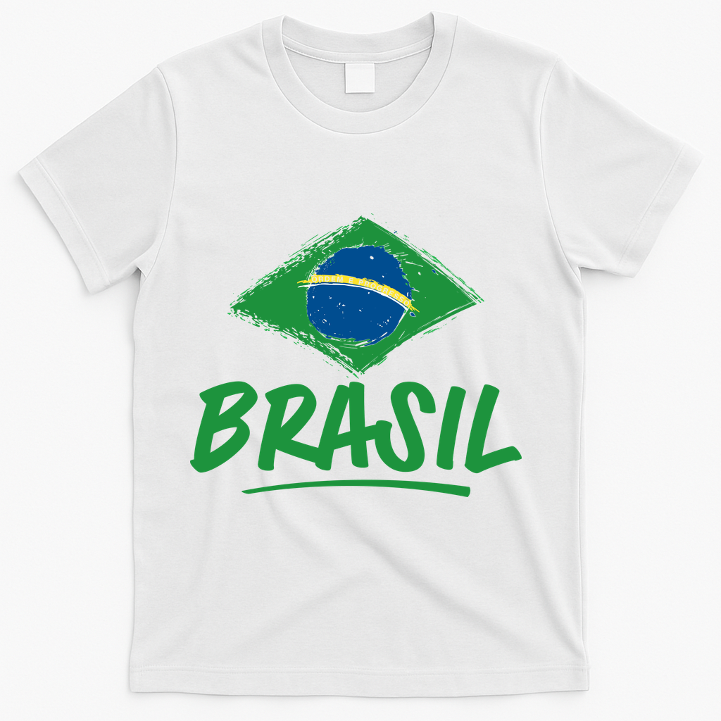 Vintage Brazil Flag Enthusiast Ordem E Progresso T-Shirt - White