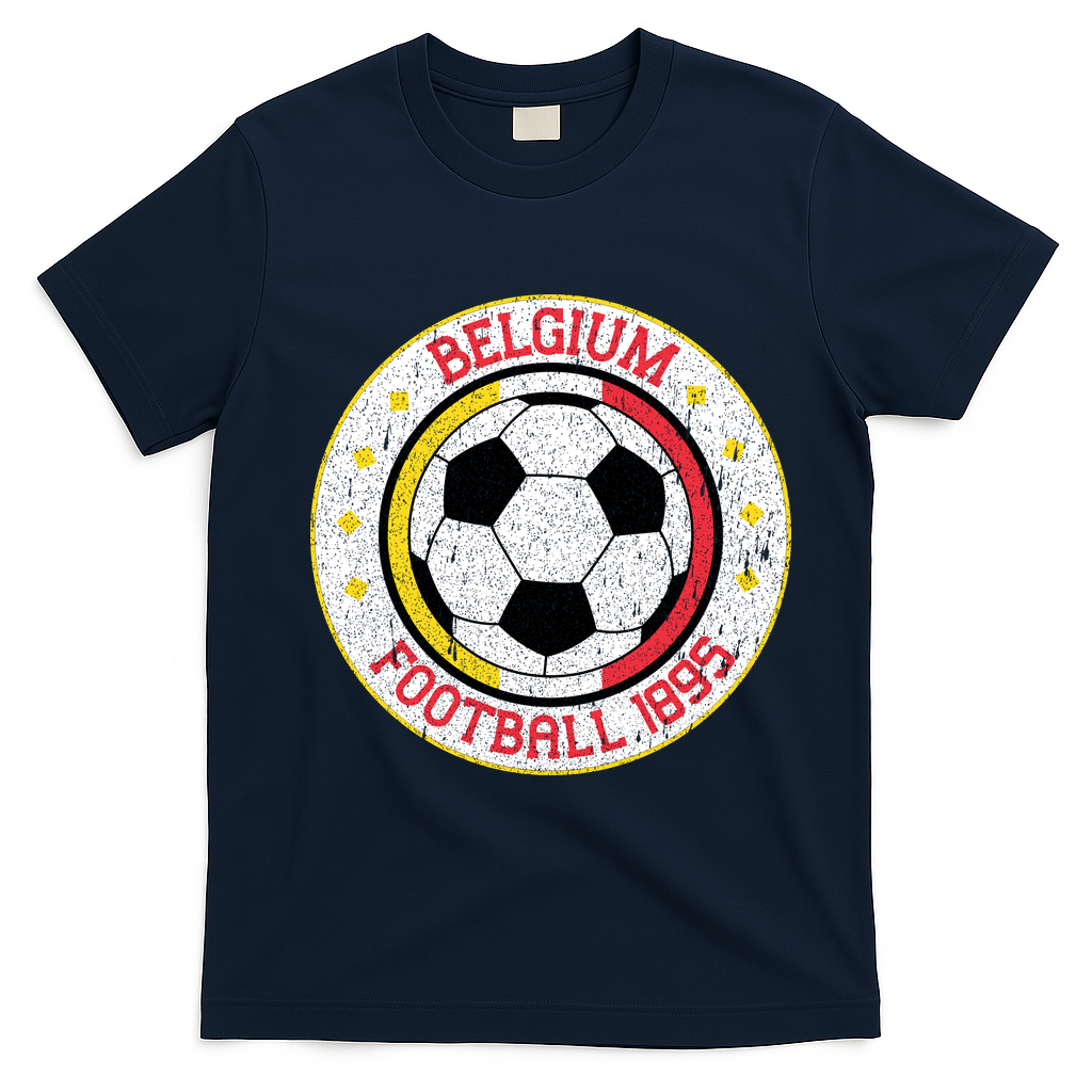 Vintage Belgium Football 1895 Soccer T-Shirt - Navy Blue