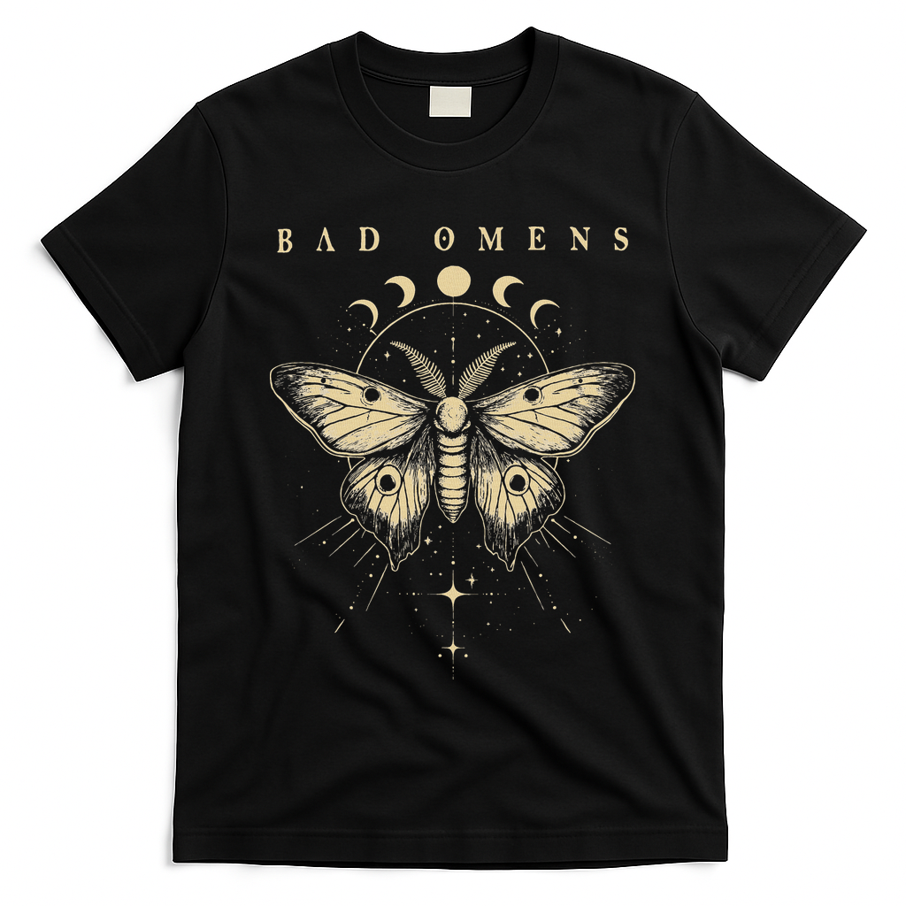 Vintage Bad Music Rock 90s Moth And Moons Vaporware Omens T-Shirt