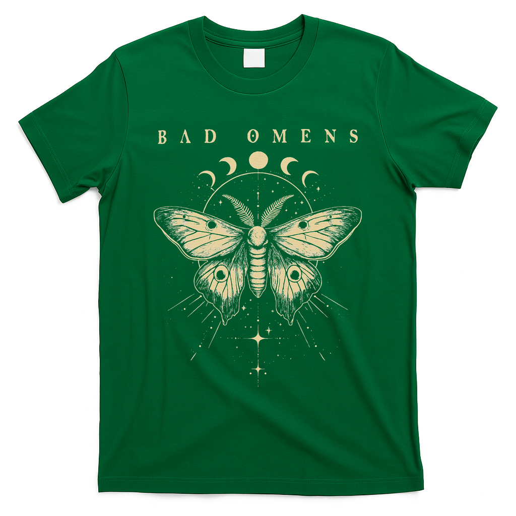 Vintage Bad Music Rock 90s Moth And Moons Vaporware Omens T-Shirt