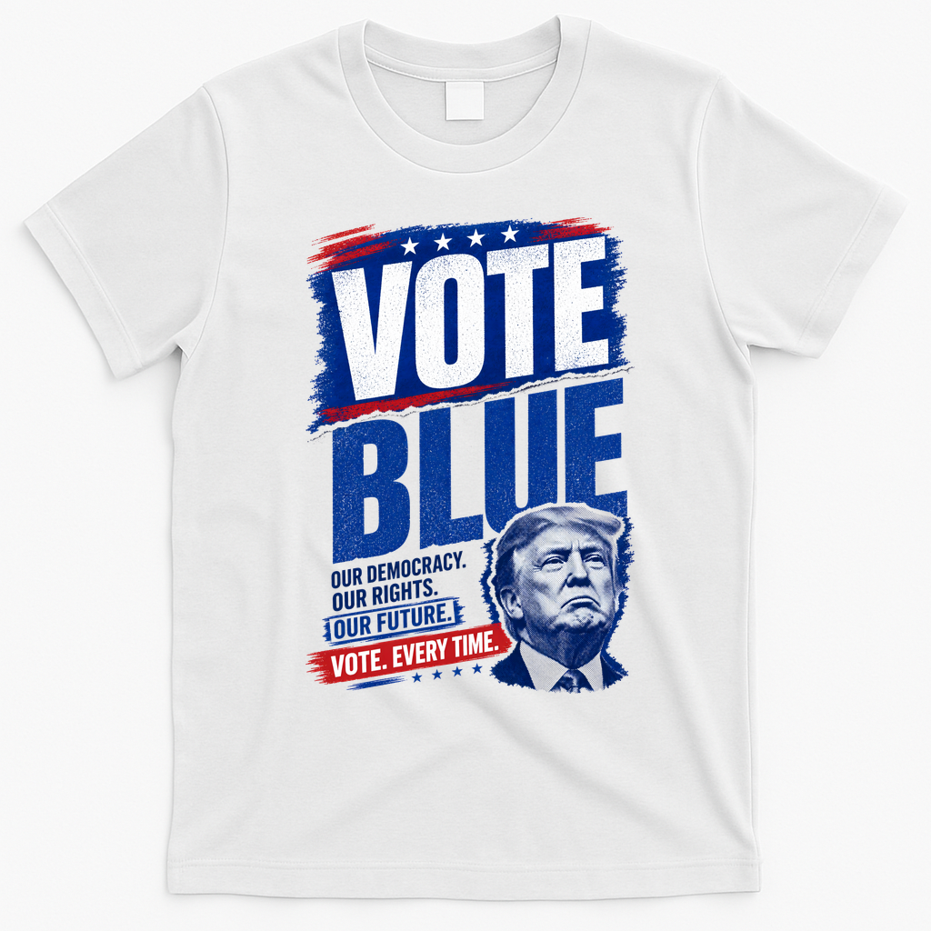 Vote Blue Our Democracy Rights Future Anti Trump T-Shirt - White