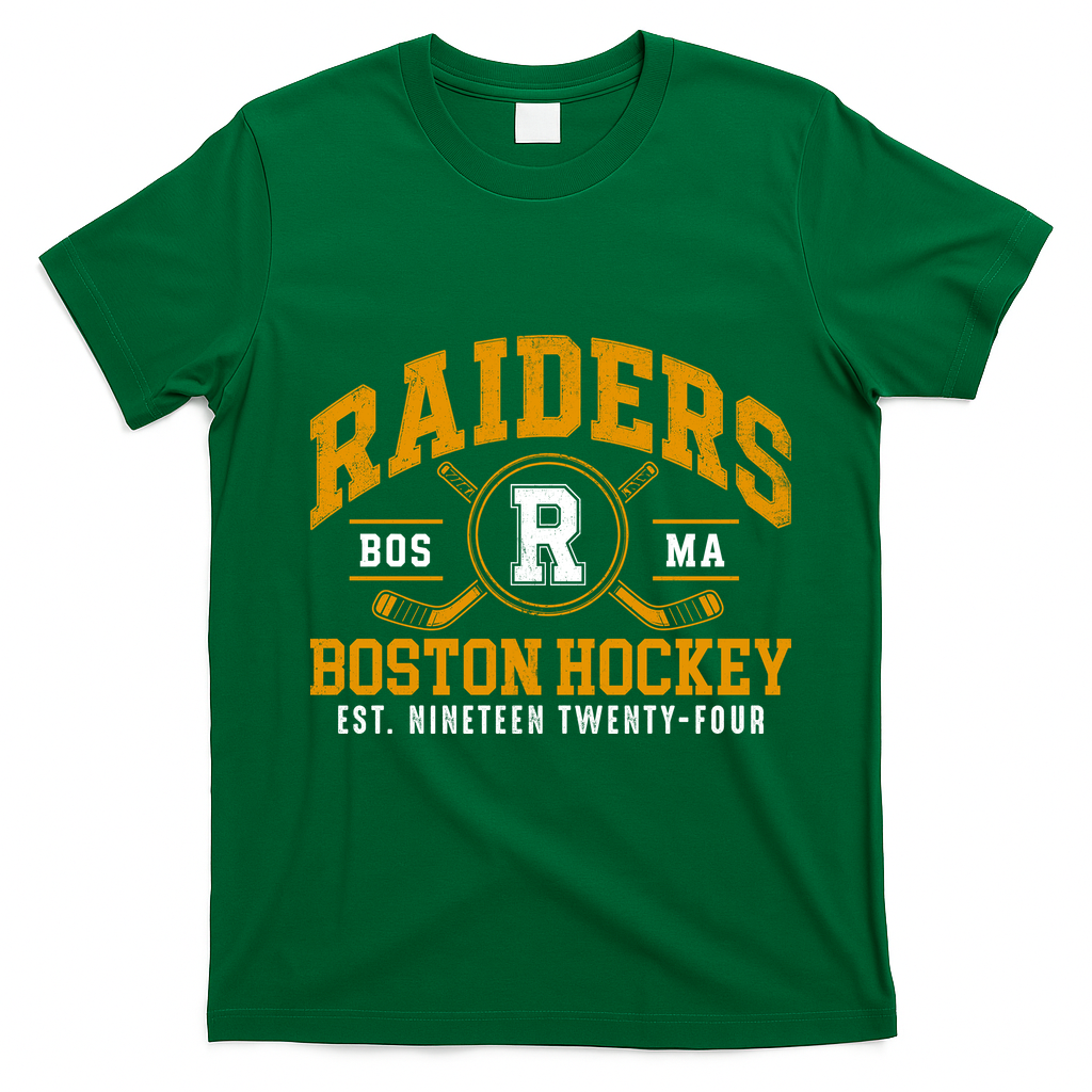Vintage Boston Raiders Hockey Fan Team Spirit T-Shirt - Irish Green