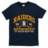 Vintage Boston Raiders Hockey Fan Team Spirit T-Shirt - Navy Blue