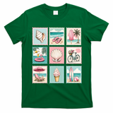 Vintage Beach Stamp Collection Art For Summer T-Shirt - Irish Green