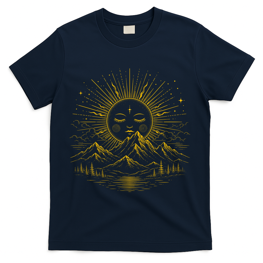 Vintage Boho Sun T-Shirt - Navy
