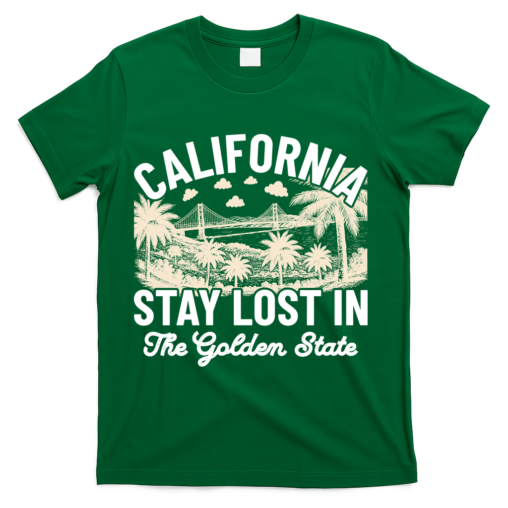 Vintage California 70s Style Souvenir Gift T-Shirt - Green