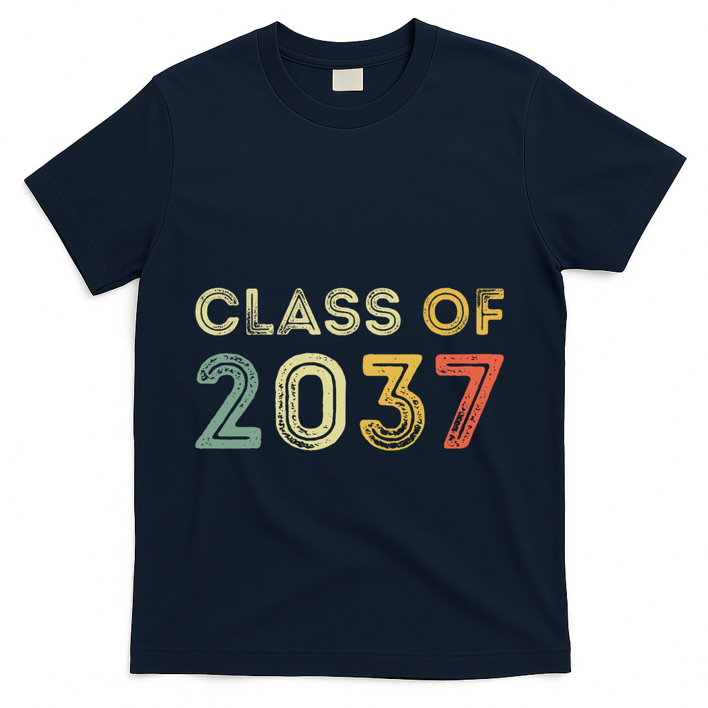 Vintage Class Of 2037 Graduation Senior 2037 T-Shirt - Navy