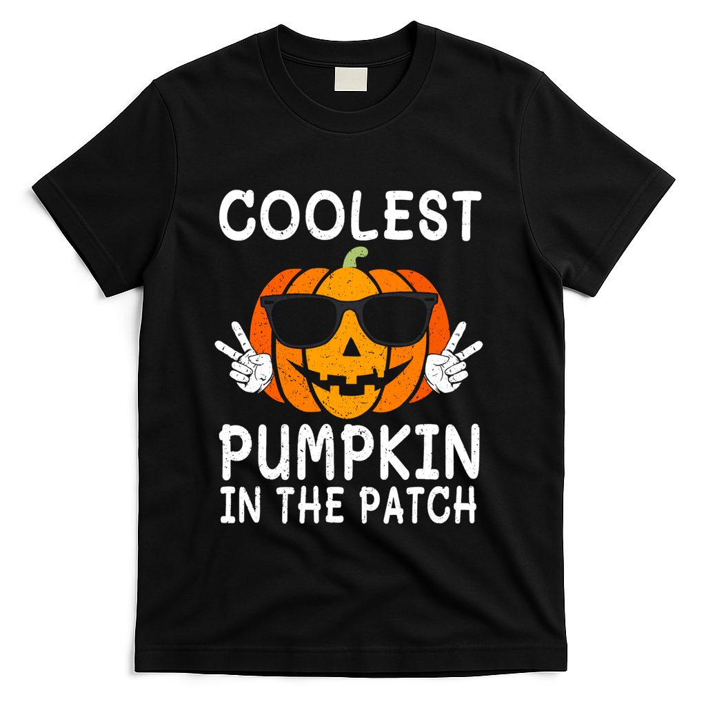 Vintage Coolest Pumpkin In The Patch Halloween Autumn Funny Gift T-Shirt - Black