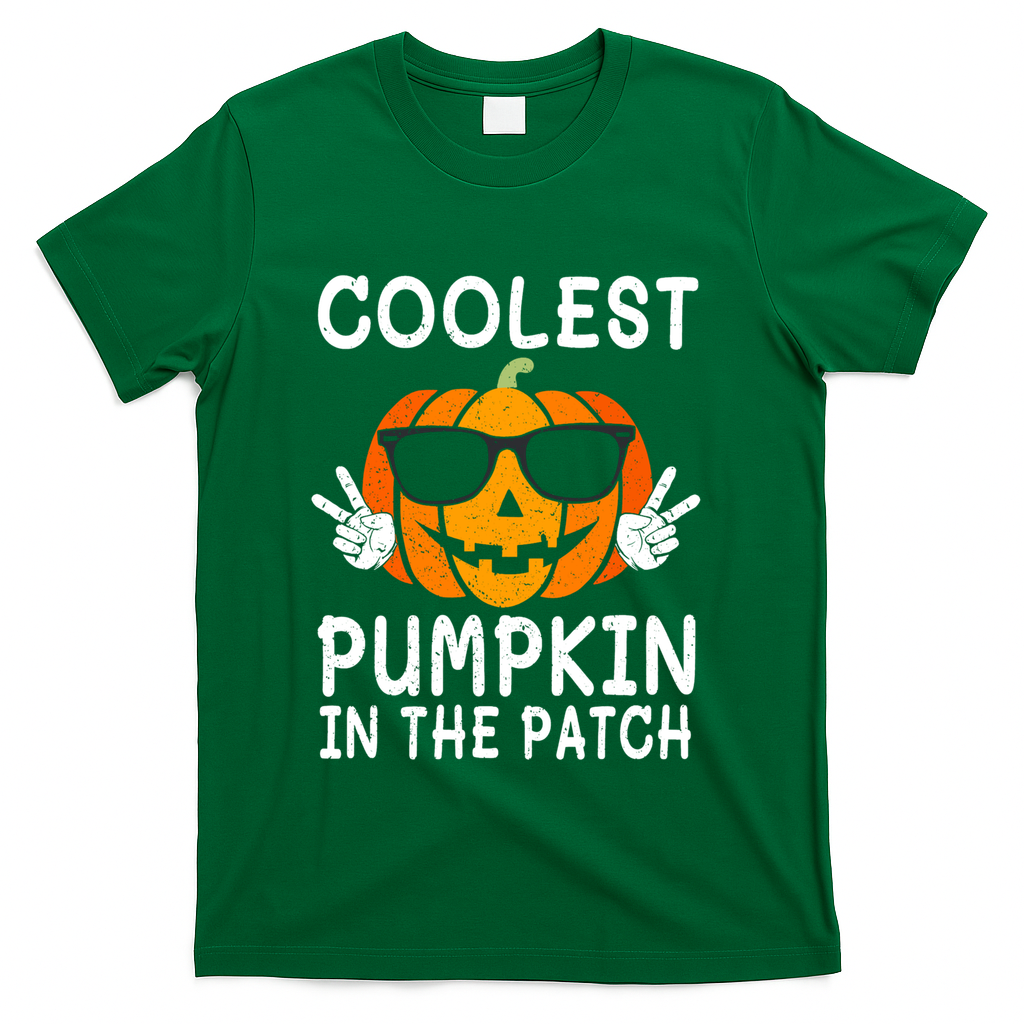 Vintage Coolest Pumpkin In The Patch Halloween Autumn Funny Gift T-Shirt - Green