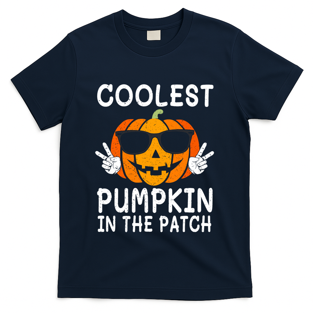 Vintage Coolest Pumpkin In The Patch Halloween Autumn Funny Gift T-Shirt - Navy