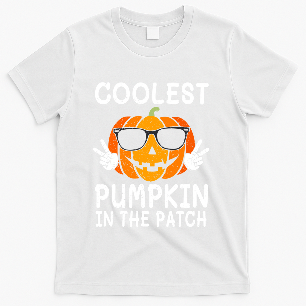 Vintage Coolest Pumpkin In The Patch Halloween Autumn Funny Gift T-Shirt - White