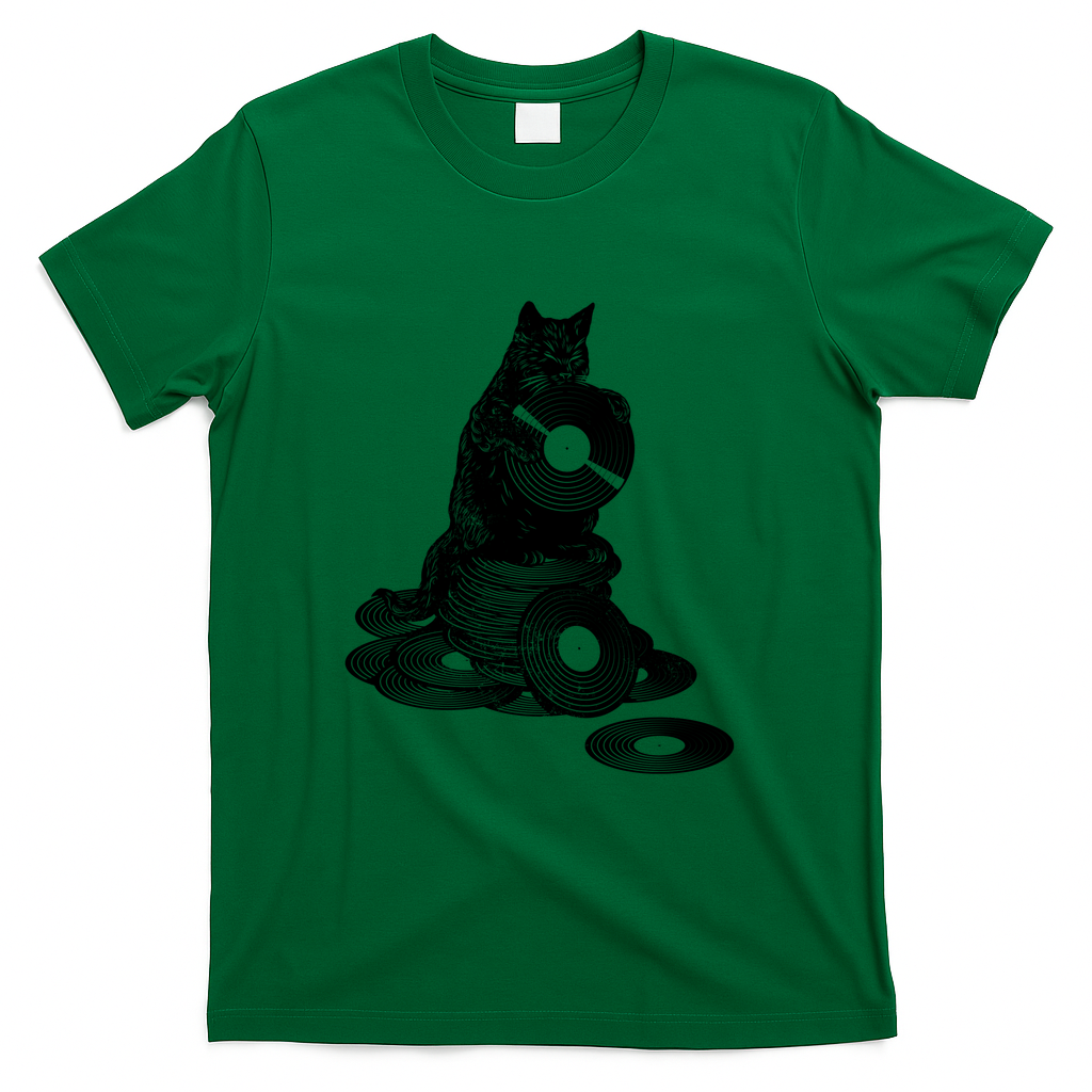 Vinyl Cat Retro Music by Tobe Fonseca - Green