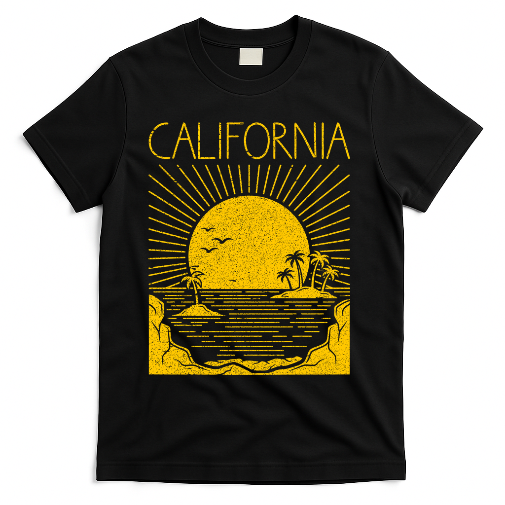Vintage California Rising Sun T-Shirt - Black