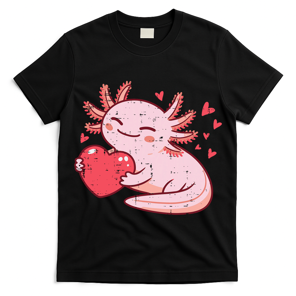 Valentines Day Axolotl Heart Cute  T-Shirt