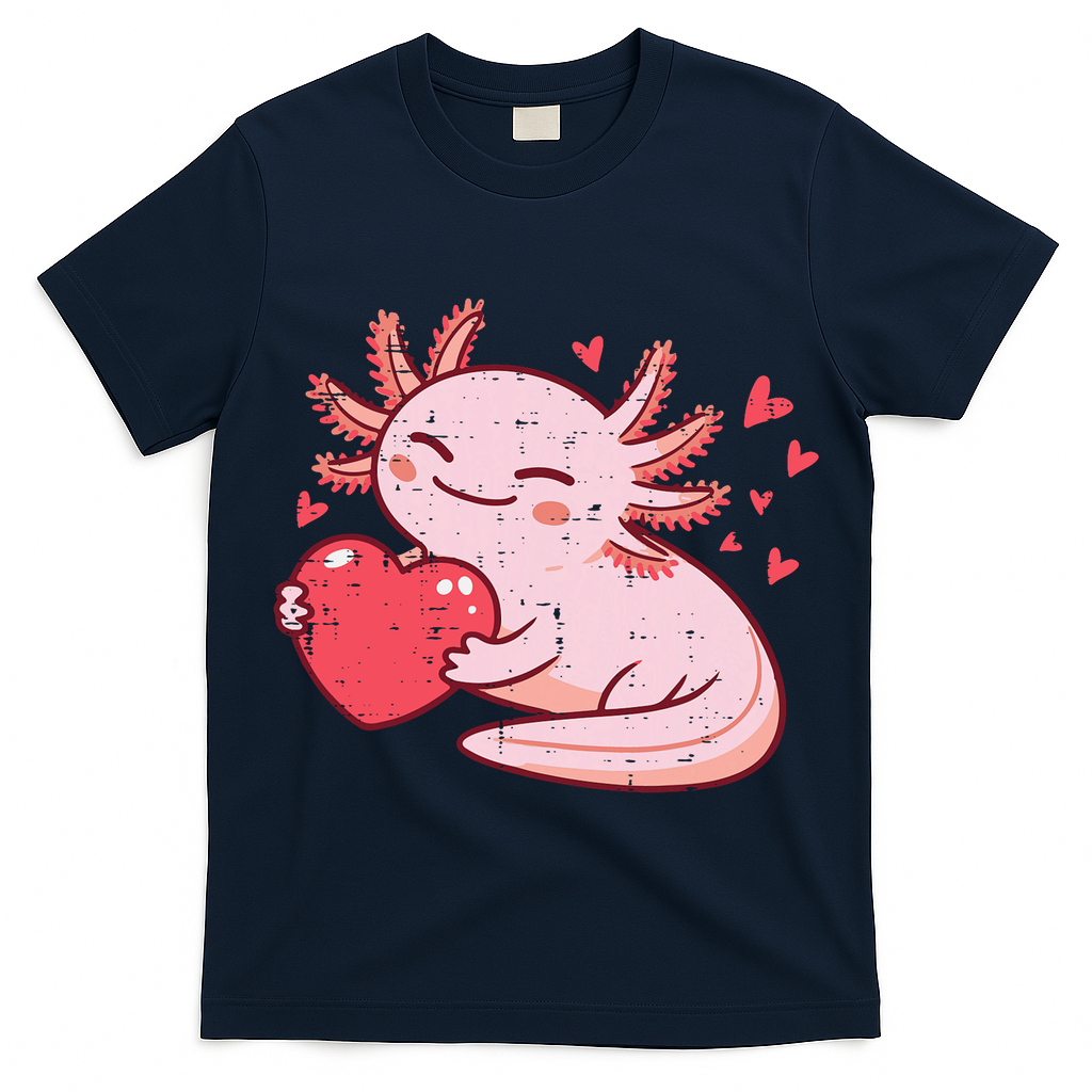 Valentines Day Axolotl Heart Cute  T-Shirt