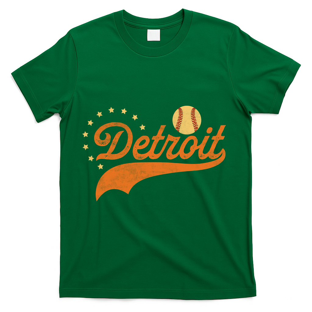 Vintage Detroit Baseball Fan T-Shirt - Green