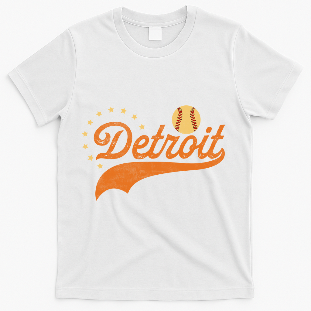 Vintage Detroit Baseball Fan T-Shirt - White