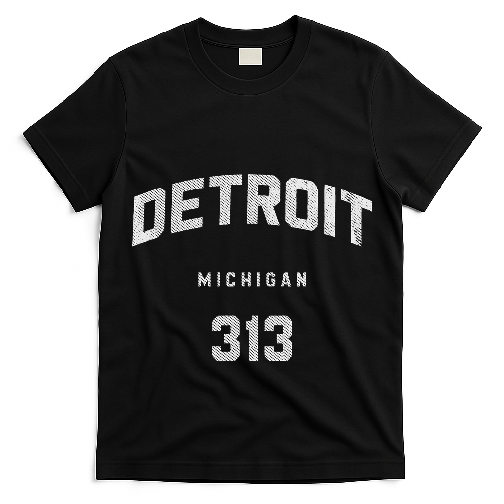 Vintage Detroit Michigan 313 Area Code Souvenir T-Shirt