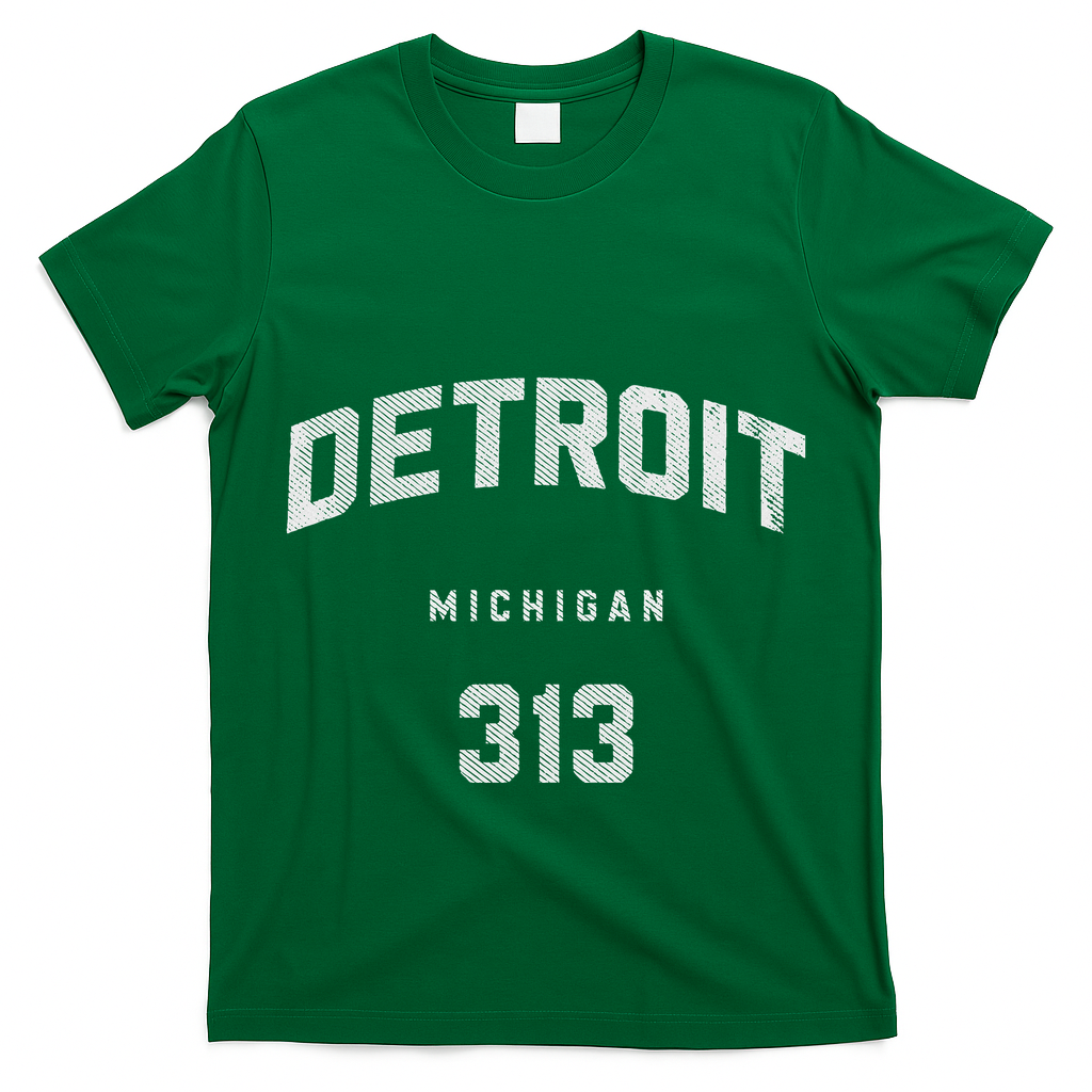 Vintage Detroit Michigan 313 Area Code Souvenir T-Shirt